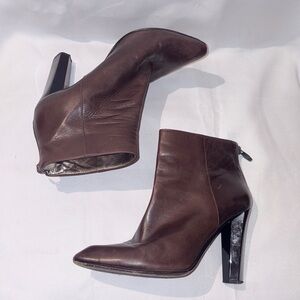 Diane von Furstenberg‎ Brown Leather Pointed Toe Ankle Boots Women's Size 7